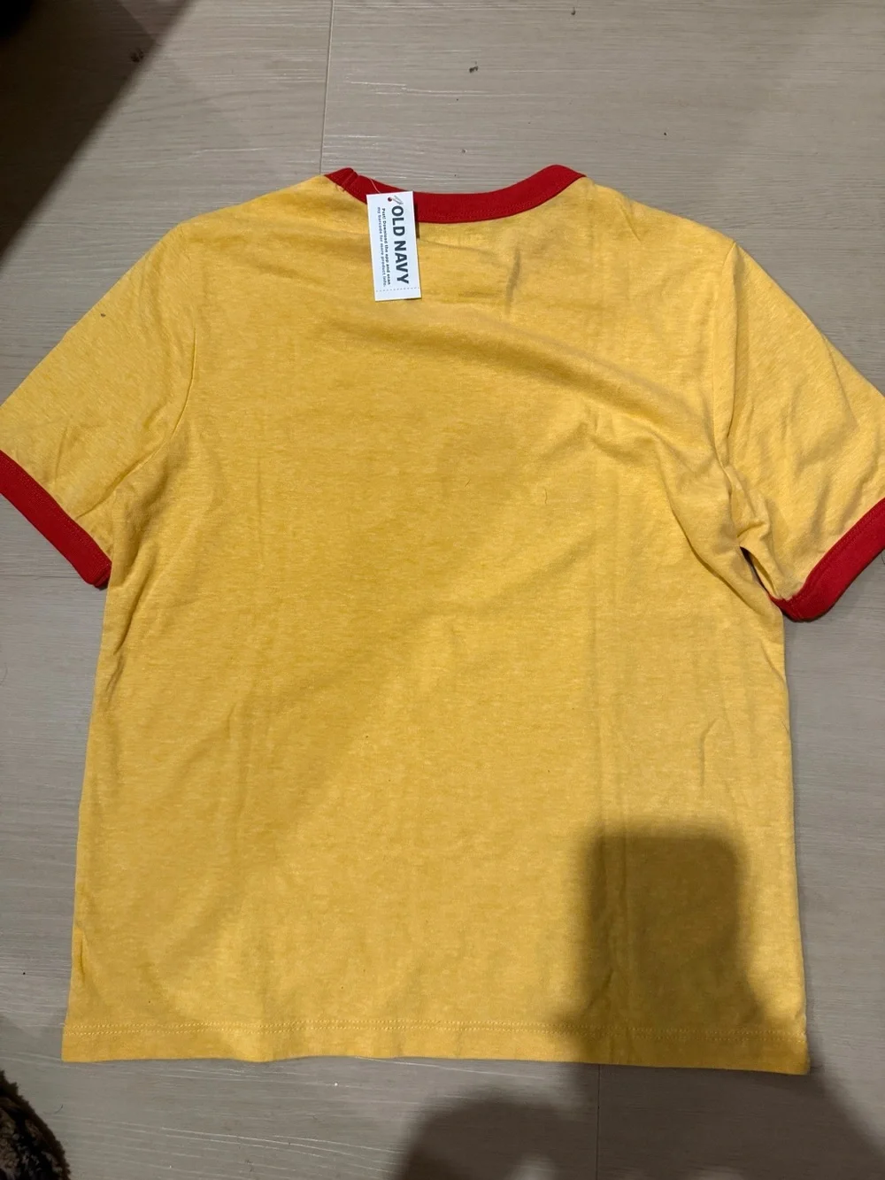 Old Navy Yellow Short Sleeve Ringer Tee with Red Trim